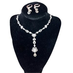 Crazy Horse by Liz Claiborne Silver Tone and Crystal Necklace and Earring Set